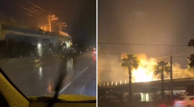 Antalya’da tramvay hattına yıldırım düştü