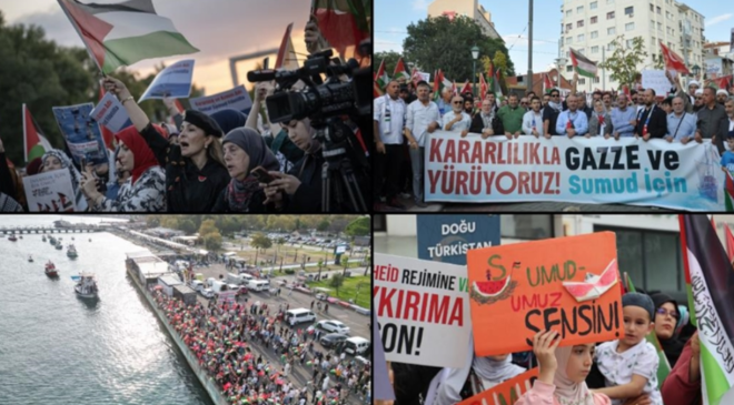 İstanbul’da Küresel Sumud Filosu’na destek gösterisi